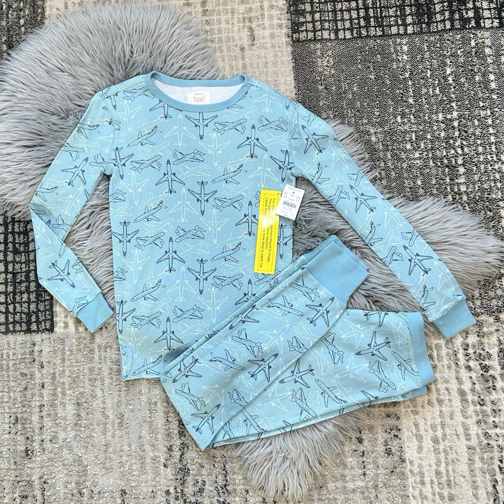 Crewcuts Boys Blue Airplane‎ Long Sleeve Pajama 2pc Set Size 12 ($59.50)